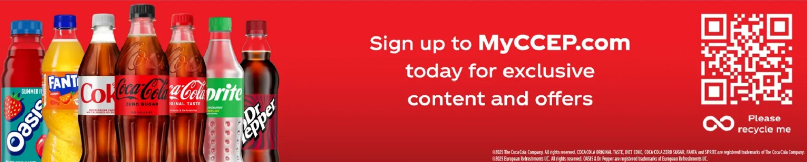 Coca-Cola QR code displayed on a red background, inviting users to scan for promotions or information.